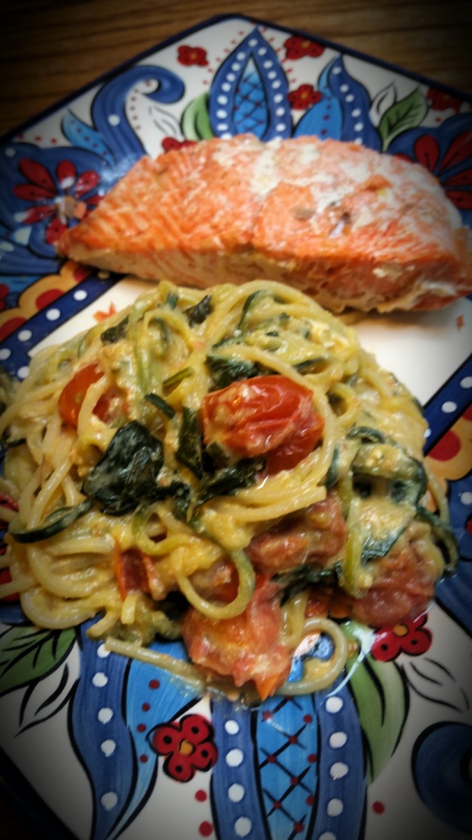Broiled Salmon with Zucchini Pomodoro