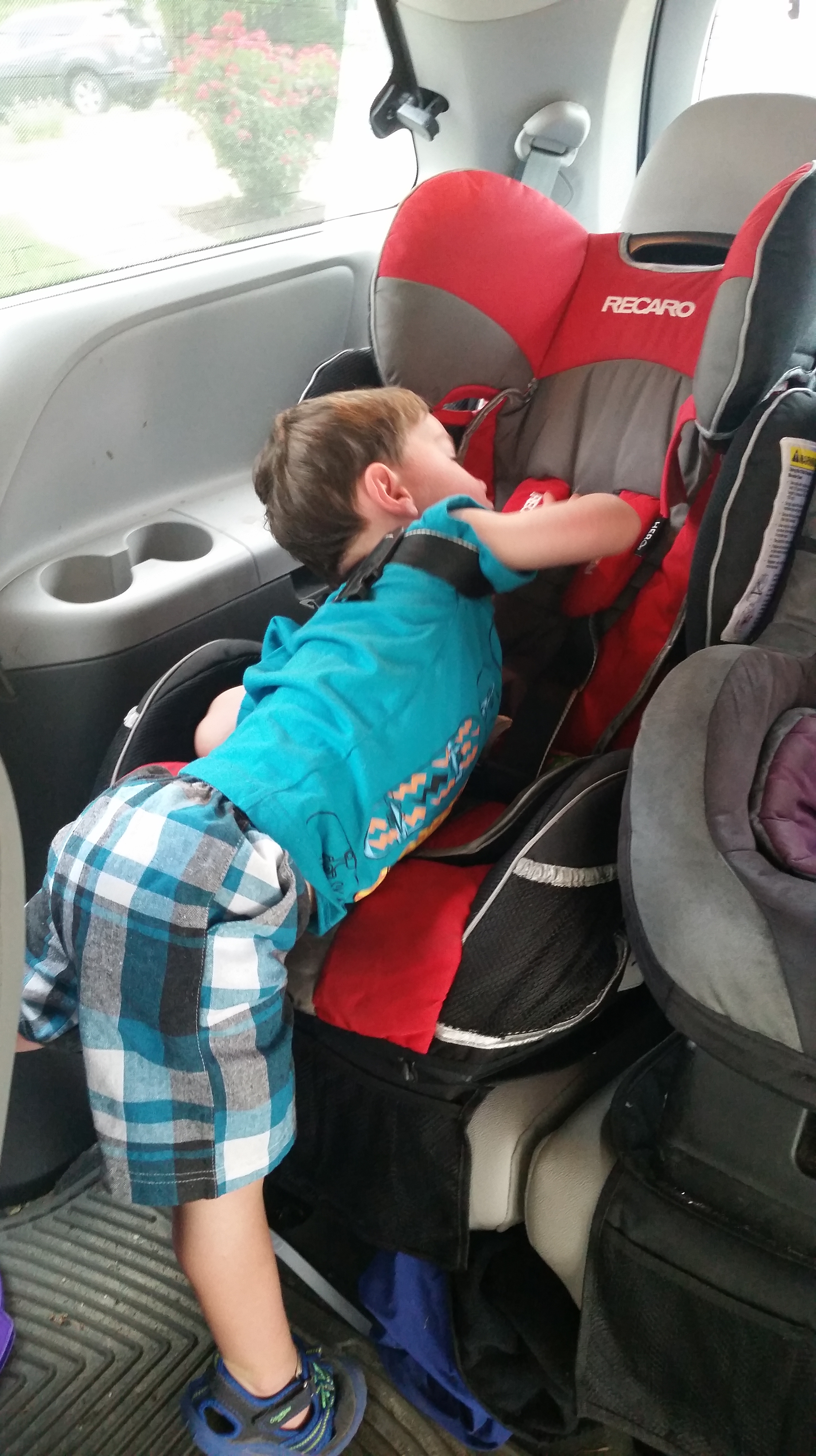 #2 stuck exiting his carseat