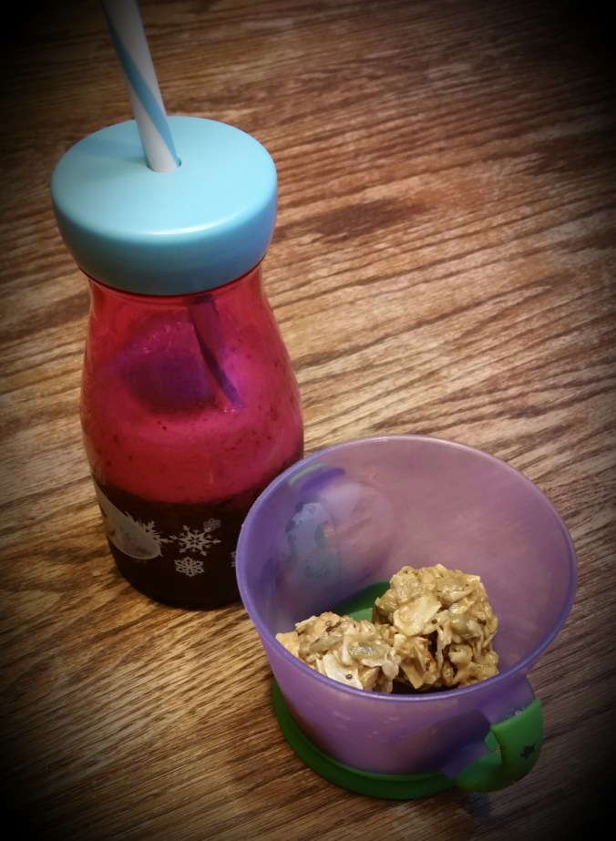 Coconut Energy Balls with Blueberry Smoothie